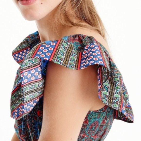 J. Crew Blue and Red Paisley Crop Top - Picture 5 of 5